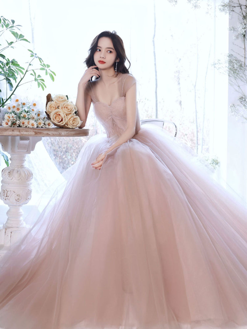 pink graduation dress Floral Long Prom Dresses, Pink 3D Flower Formal Dresses, US 8 / Custom Color / No Rush Sleeveless Fabric A Line Off Shoulder Pink