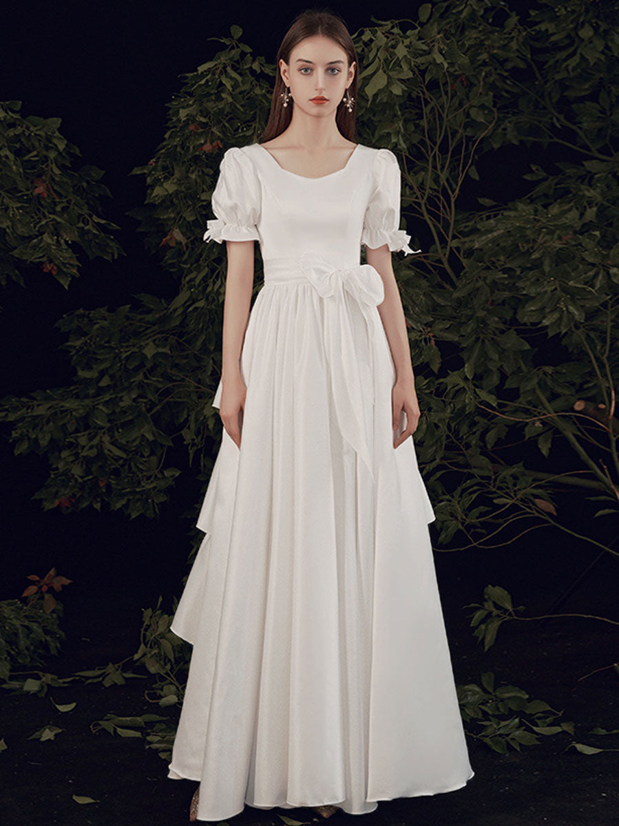 Simple ivory Long Prom Dress, White Bridesmaid Dresses