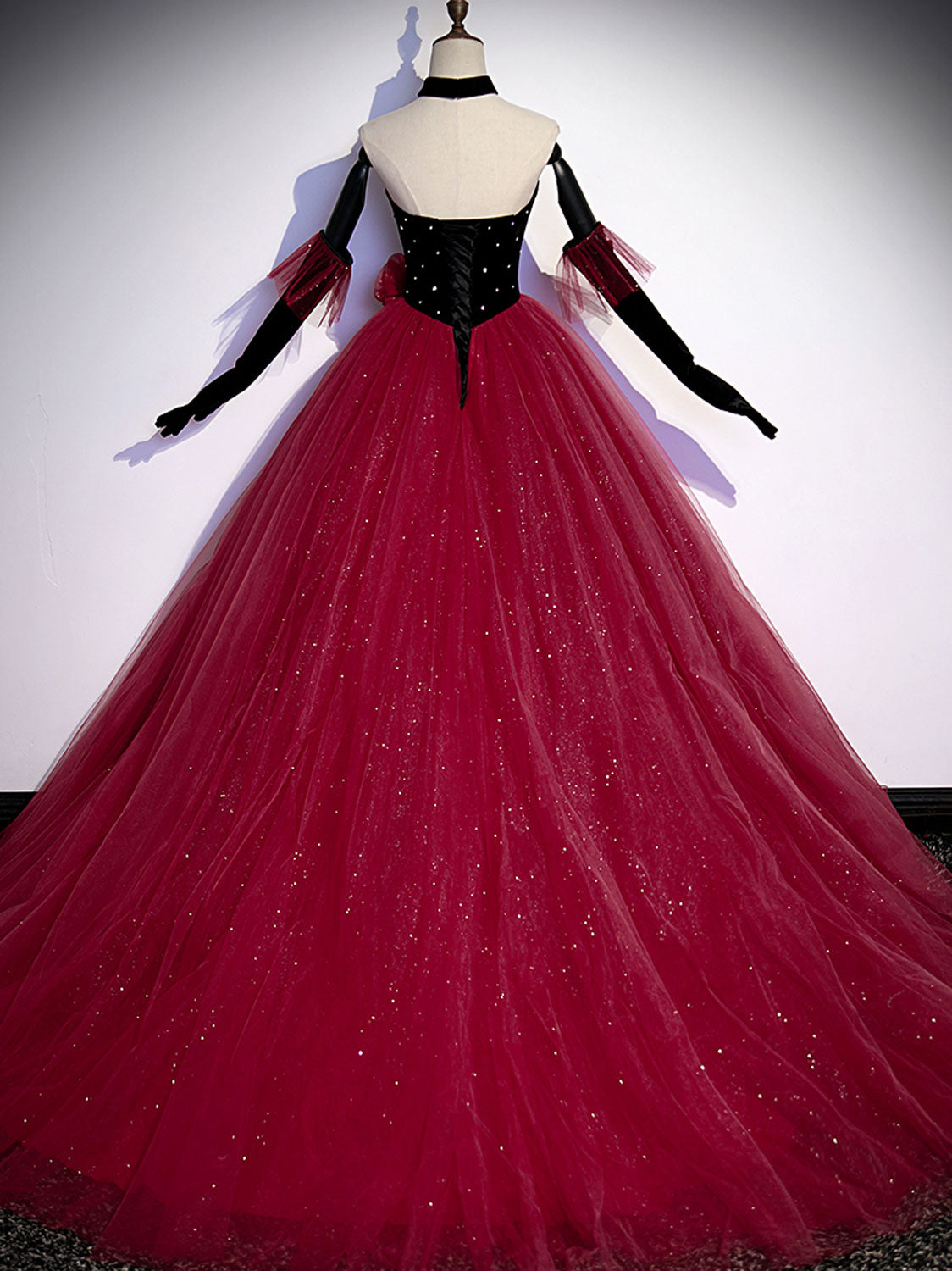 Burgundy Tulle Long Prom Dress A line Burgundy Graduation Dresses