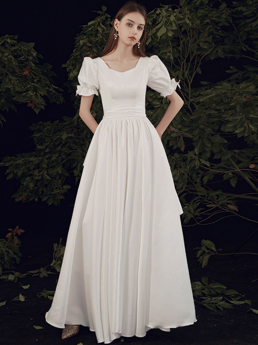 Simple ivory Long Prom Dress, White Bridesmaid Dresses