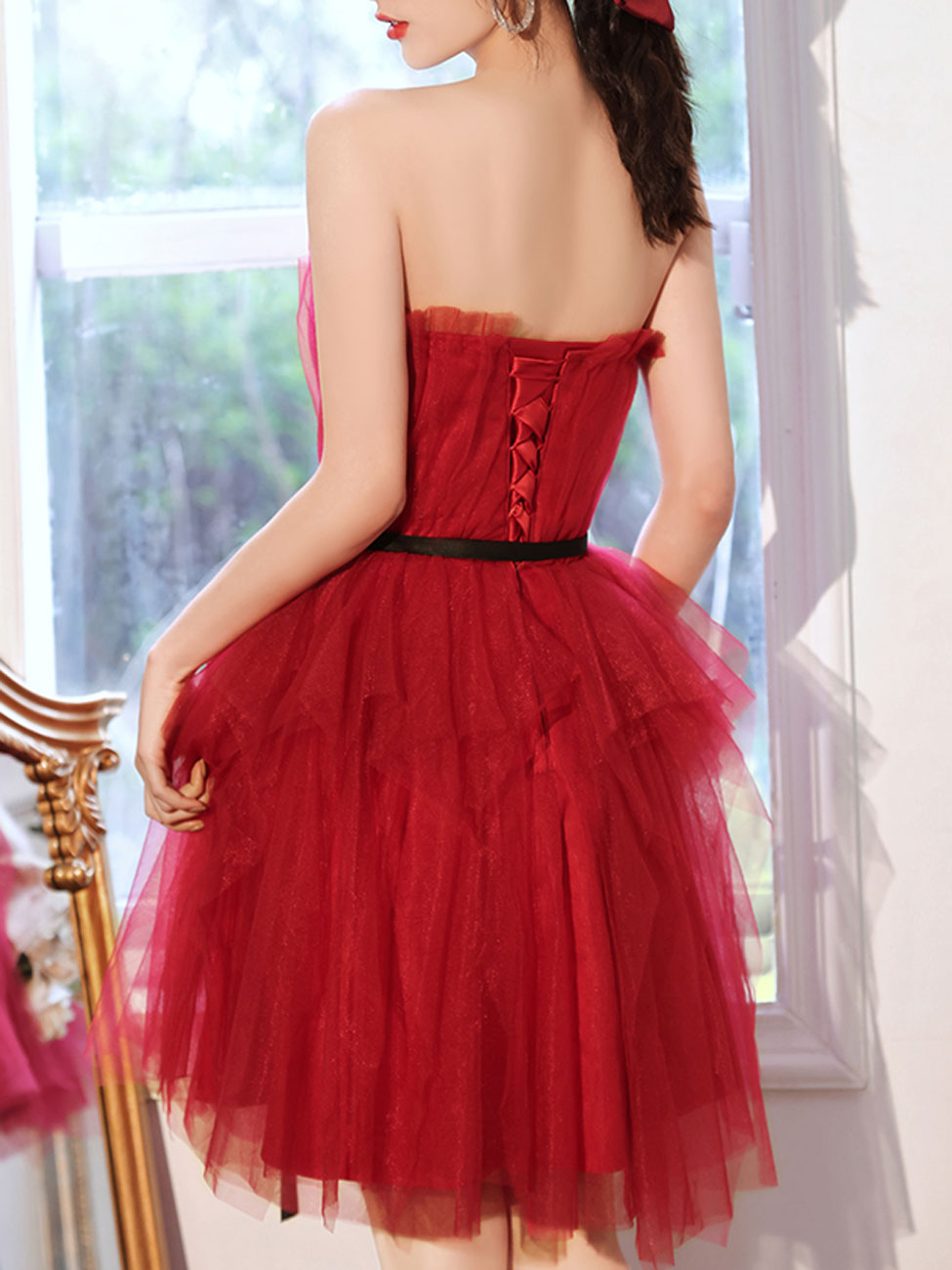 A Line Burgundy Short Prom Dresses, Cute Burgundy Homecoming Dress