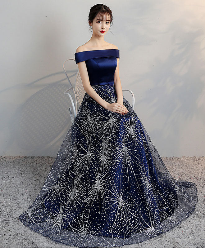 blue dress design Elegant Dark Blue Chiffon Long Prom Bridesmaid Dress - Simple & Flowy Design
