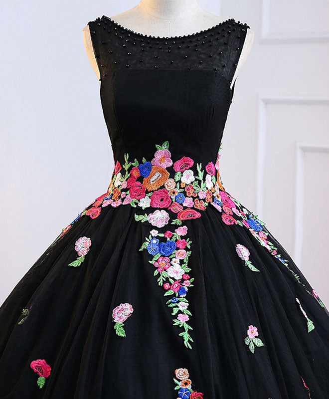 Black Tulle Long Prom Gown, Black Evening Dress US 16 / Black Black Tulle Long Prom Gown, Black Evening Dress US 16 / Black