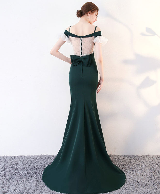 Green Long Prom Dress, Mermaid Green Formal Bridesmaid Dresses