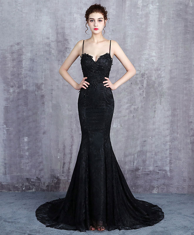 Black Lace Long Prom Dress, Mermaid Evening Dress US 12 / Black Black Lace Long Prom Dress, Mermaid Evening Dress US 12 / Black
