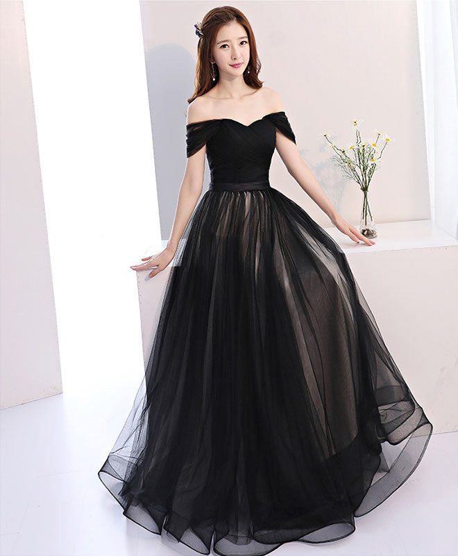 Black Off Shoulder Long Prom Dress, Black Evening Dress shopluu Black Off Shoulder Long Prom Dress, Black Evening Dress shopluu