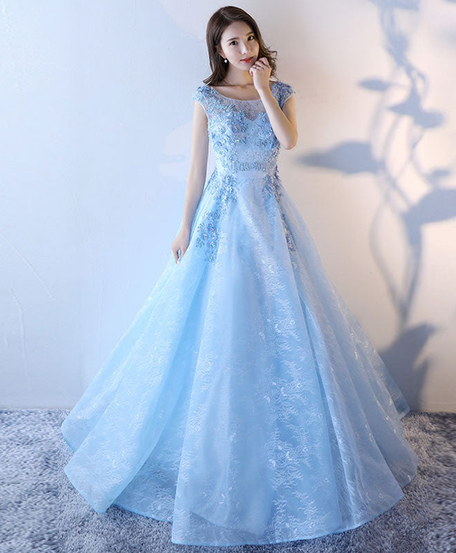 Light Blue Lace Tulle Long Prom Dress, Lace Evening Dress US 2 / Blue Light Blue Lace Tulle Long Prom Dress, Lace Evening Dress US 2 / Blue