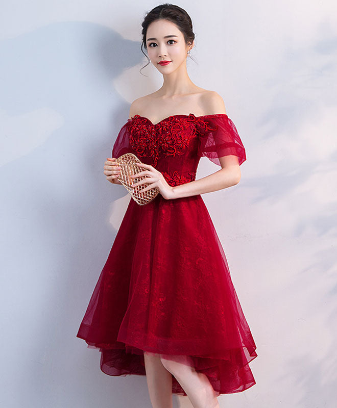 Burgundy Tulle Short Prom Dress, Homecoming Dress – shopluu
