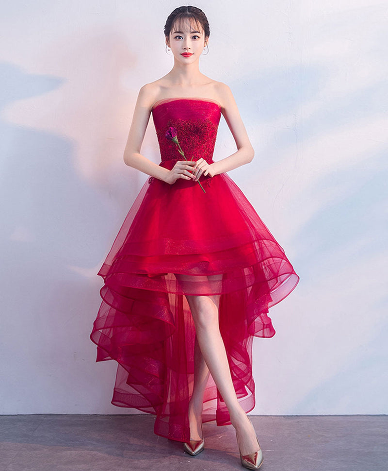 Burgundy Tulle Short Prom Dress, Cute Burgundy Homecoming Dress – shopluu