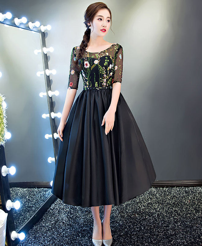 Cute A Line Black Short Prom Dress, Pink Evening Dress – shopluu