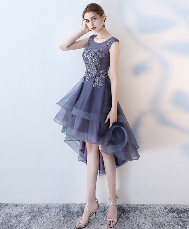 purple lace high low dress Evelyn Lace High-Low Midi Dress