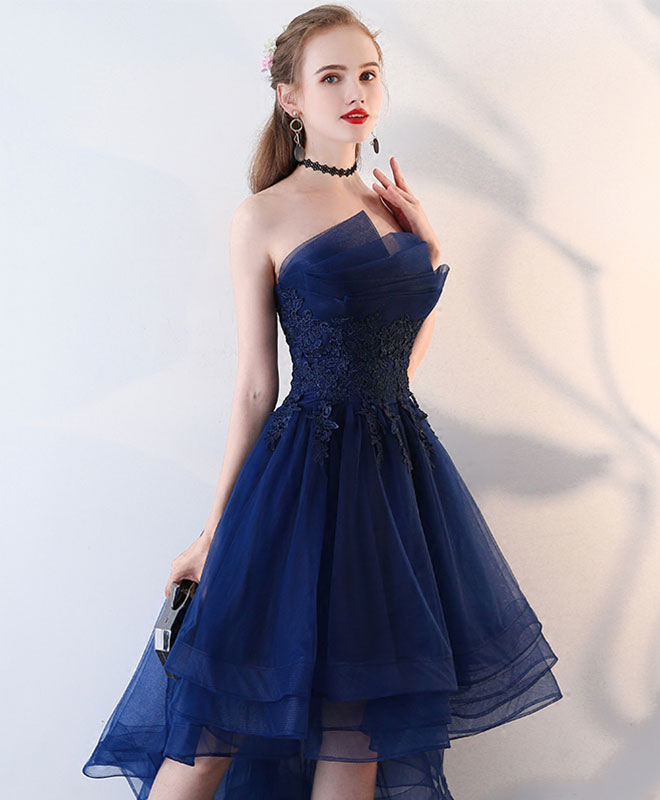 Blue Tulle Lace Short Prom Dress, High Low Evening Party Dress US 16 / Dark Blue Blue Tulle Lace Short Prom Dress, High Low Evening Party Dress US 16 / Dark Blue