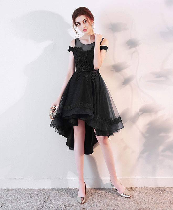 Cute Lace Off Shoulder Short Prom Dress, High Low Evening Dress