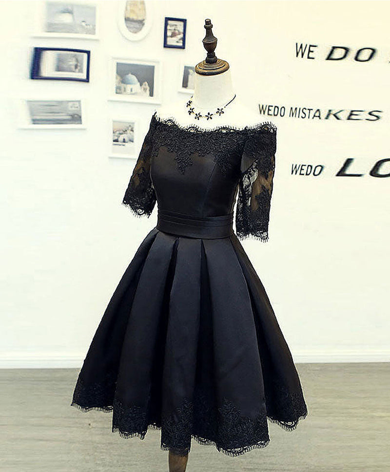 Black Lace Short Prom Dress, Black Homecoming Dress US 14 / Black Black Lace Short Prom Dress, Black Homecoming Dress US 14 / Black