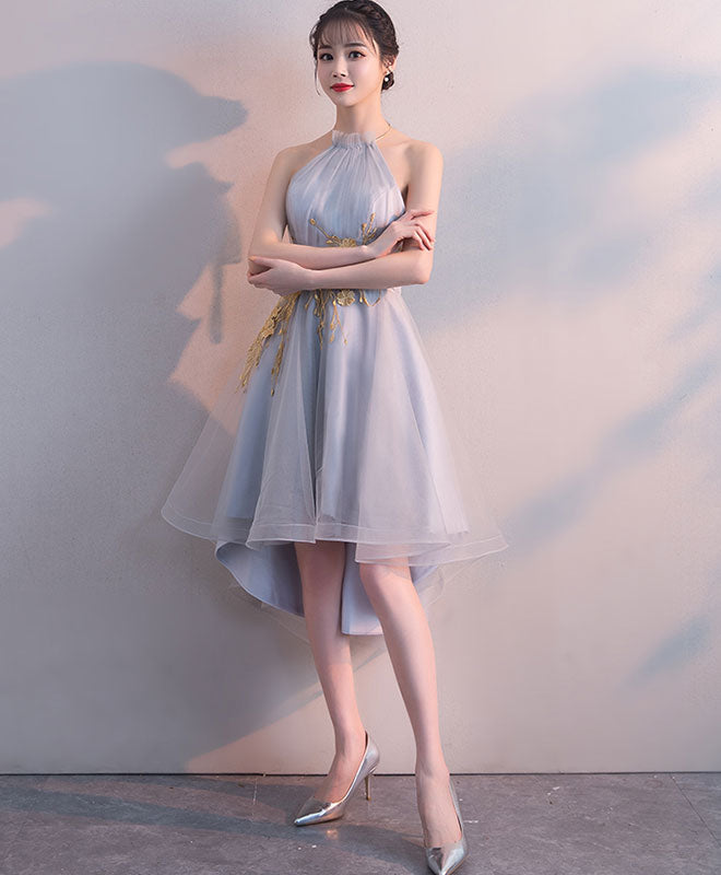 Cute Tulle Lace Short Prom Dress, High Low Evening Dress, Homecoming Dress US 6 / Gray Cute Tulle Lace Short Prom Dress, High Low Evening Dress, Homecoming Dress US 6 / Gray