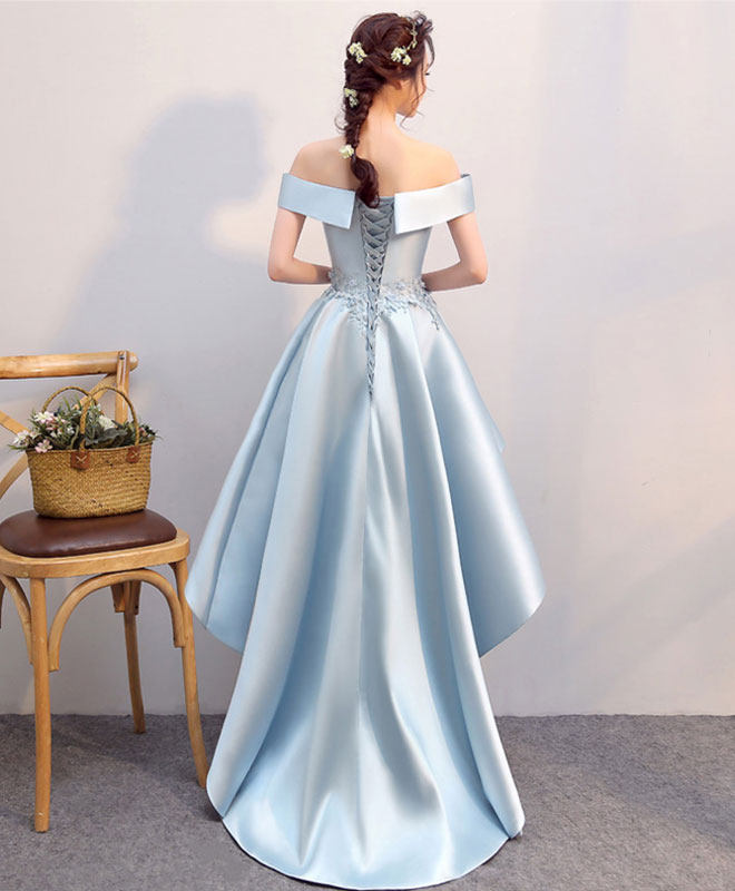 light blue high low dress Sky Blue High Slit Sexy Chiffon Formal Dress Twist Straps Deep V Neck Long Prom Dress ARD2576