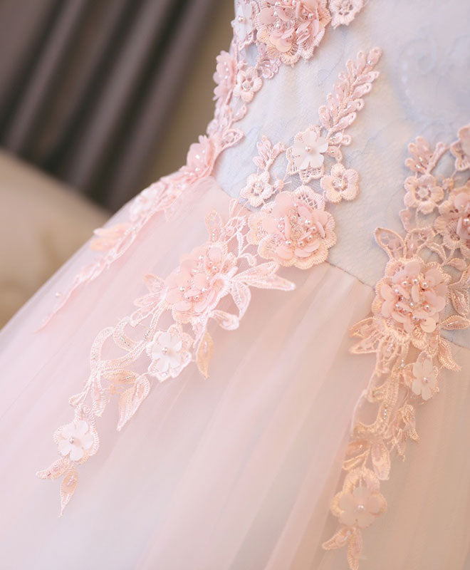 Light Pink Lace Off Shoulder Long Prom Dress, Pink Evening Dress US 8 / Custom Color Light Pink Lace Off Shoulder Long Prom Dress, Pink Evening Dress US 8 / Custom Color