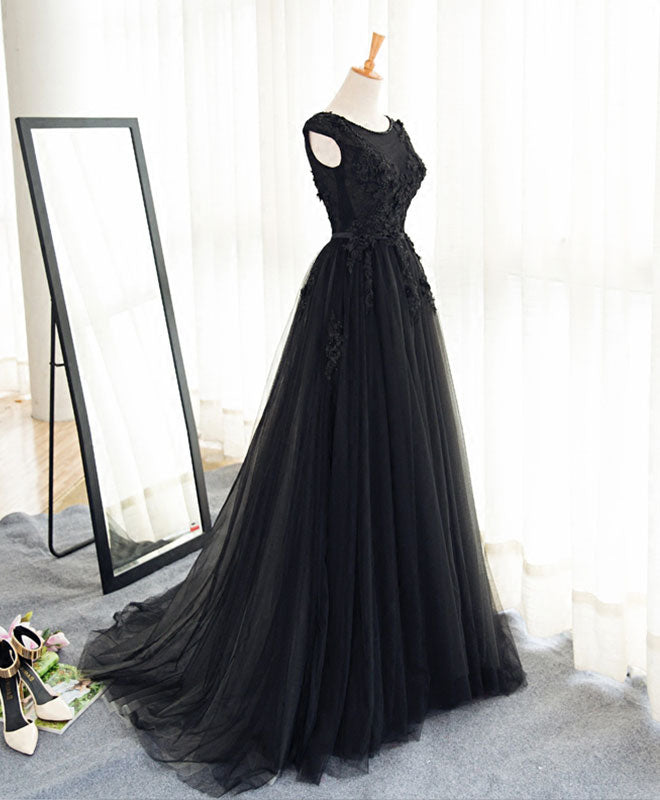 long lace formal black evening dress reviews Black A Line Tulle Lace Long Prom Dress, Evening Dress US 12 / Custom Color