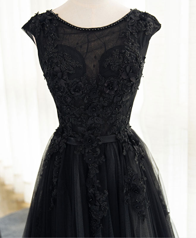 long lace formal black evening dress reviews Black A Line Tulle Lace Long Prom Dress, Evening Dress US 12 / Custom Color