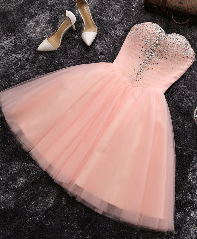 Pink A Line Sweetheart Neck Short Prom Dress, Homecoming Dresses US 4 / Pink Pink A Line Sweetheart Neck Short Prom Dress, Homecoming Dresses US 4 / Pink