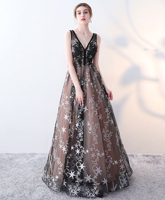 V Neck Cute Formal Dresses Cheap Cute Black V Neck Long Prom Dress, Black Long Evening Dress US Black V Neck Cute Formal Dresses Cheap Cute Black V Neck Long Prom Dress, Black Long Evening Dress US Black