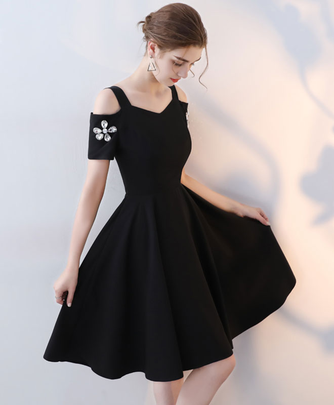 Simple Black Mini Formal Dress Short Prom Dress for Freshman
