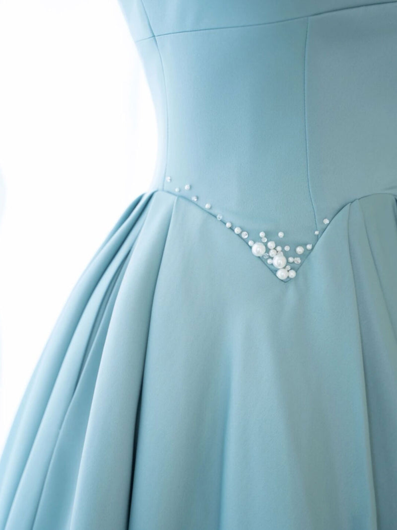 Simple A Line Satin Long Prom Dress, Blue Long Bridesmaid Dress shopluu Simple A Line Satin Long Prom Dress, Blue Long Bridesmaid Dress shopluu