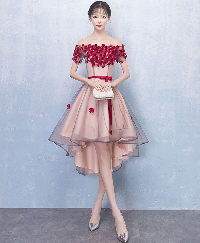 Cute Tulle Lace High Low Prom Dress, Homecoming Dress – shopluu