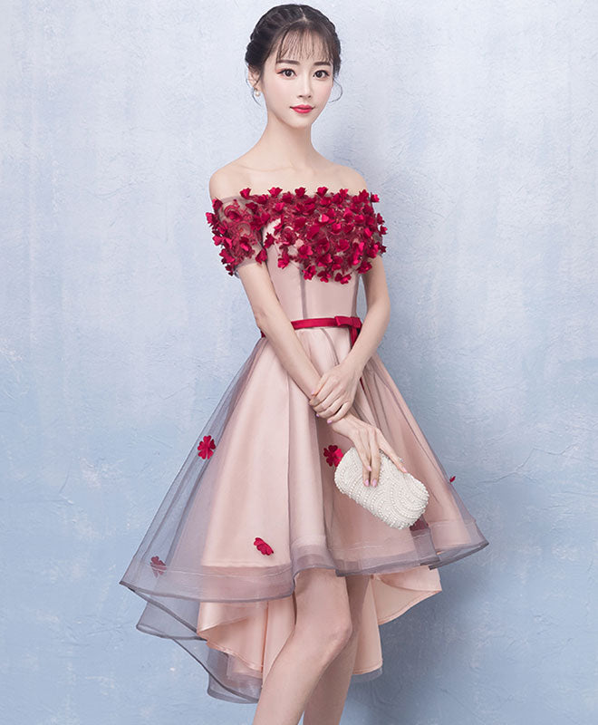 Cute Tulle Lace High Low Prom Dress, Homecoming Dress