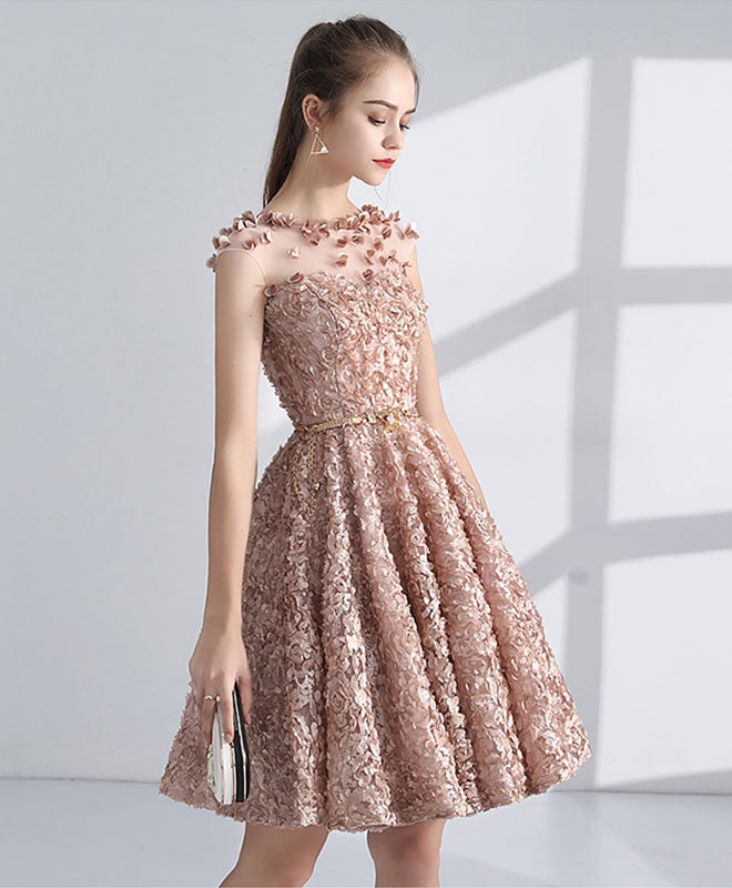 cute homecoming dresses A-line Sweetheart Puff Sleeve Short Prom Dress SELINADRESS line Sweetheart Homecoming Dress Light Champagne Tulle Lace Short
