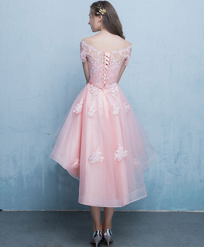 Cute Lace Tulle Short Prom Dress, Lace Evening Dress