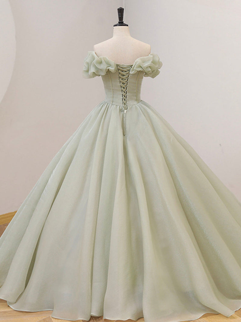 Ball Gown Green Long Prom Dress, Green Formal Sweet 16 Dress with Beading US 8 / Custom Color Ball Gown Green Long Prom Dress, Green Formal Sweet 16 Dress with Beading US 8 / Custom Color
