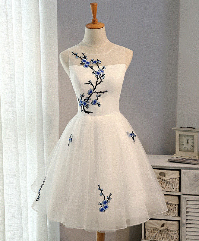 White A-Line Tulle Short Prom Dress, White Evening Dress US 16 / White White A-Line Tulle Short Prom Dress, White Evening Dress US 16 / White