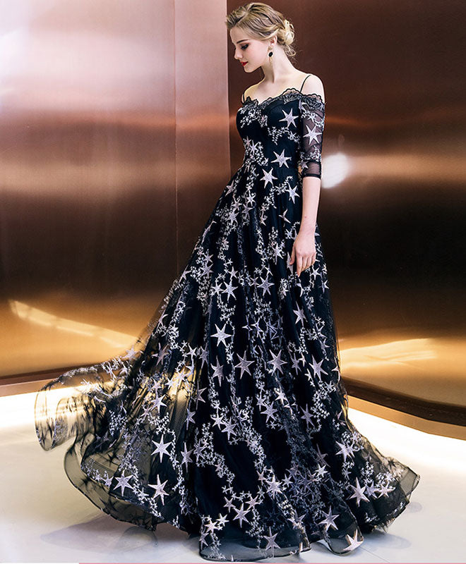 Stylish Black Long Prom Dress, Black Eveing Dress – shopluu