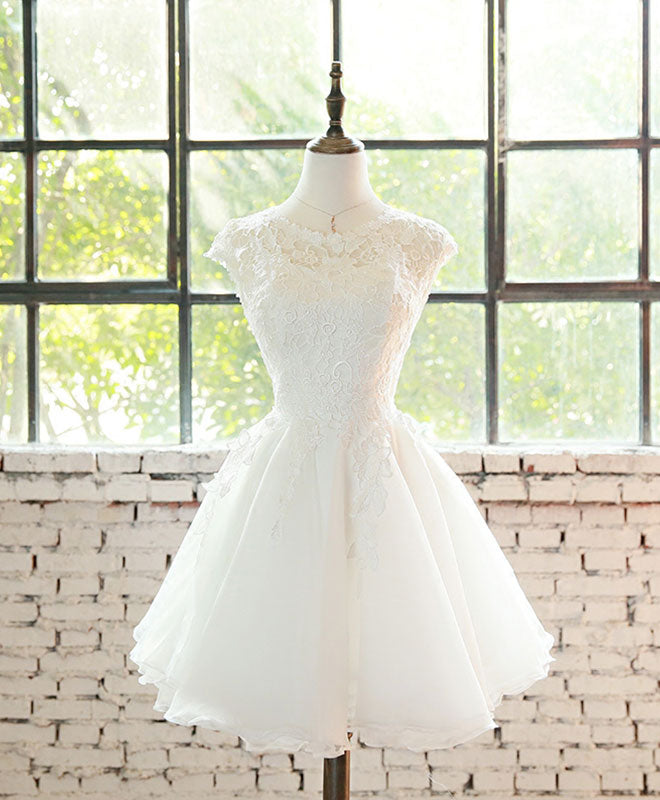 White tulle lace short prom dress party dress · Little Cute