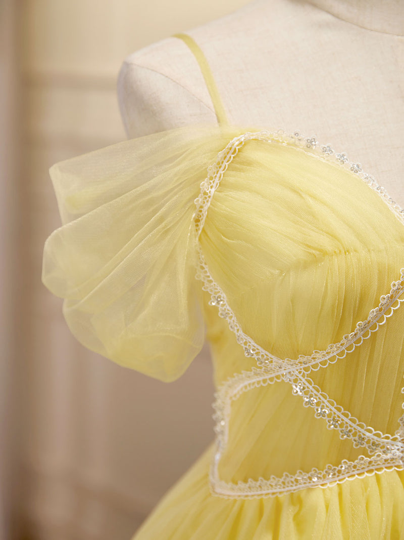 Mini/Short Yellow Prom Dresses, Yellow Cute Homecoming Dress With Beading Lace US 6 / Custom Color Mini/Short Yellow Prom Dresses, Yellow Cute Homecoming Dress With Beading Lace US 6 / Custom Color