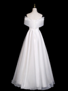 A-Line Off Shoulder Organza White Long Prom Dress, Organza Long Formal Dress