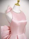 A-Line Satin Pink Long Prom Dress, Pink Long Evening Dress