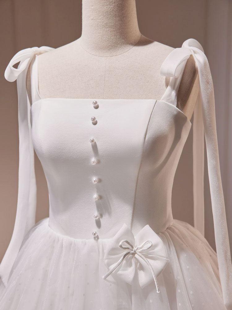 White A-Line Tulle Short Prom Dress
