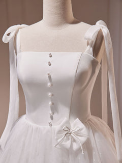 White A-Line Tulle Short Prom Dress