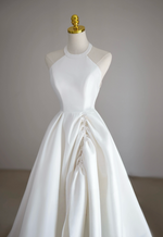 A-Line White Long Prom Dress, White Long Formal Dress