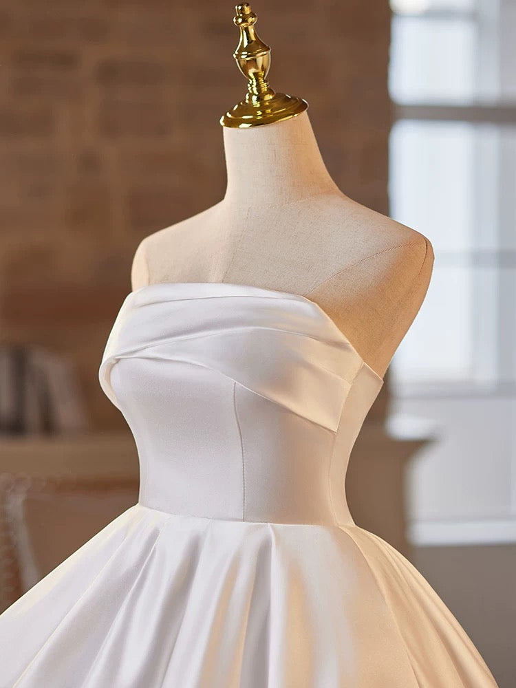 Simple Satin White Short Prom Dress, White Homecoming Dress