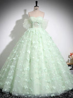 Green Sweetheart  Neck Tulle Lace Long Prom Dress, Off Shoulder Green Sweet 16 Dress