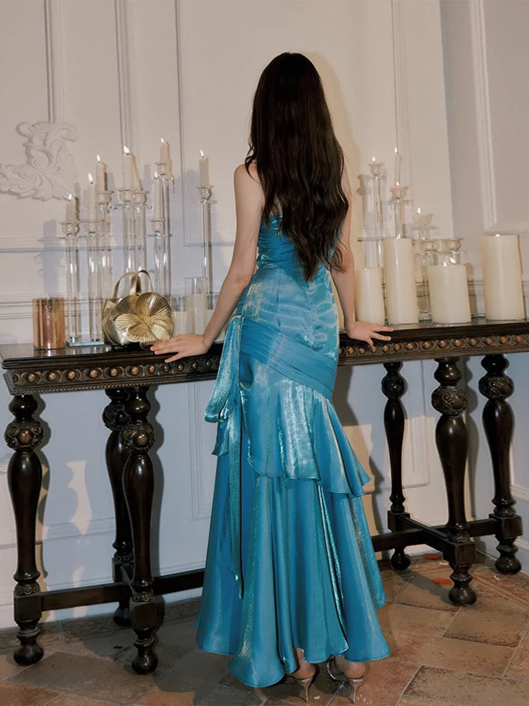 Simple Sweetheart Mermaid Blue Prom Dress, Blue Party Dress