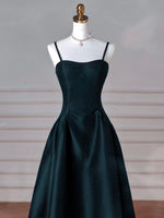 A-Line Sweetheart Neck Satin Peacock Blue Long Prom Dress