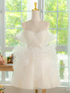 ivory Tulle Lace Short Prom Dress, Cute ivory Homecoming Dress