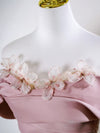 A-Line Off Shoulder Tulle Lace Champagne Long Prom Dress
