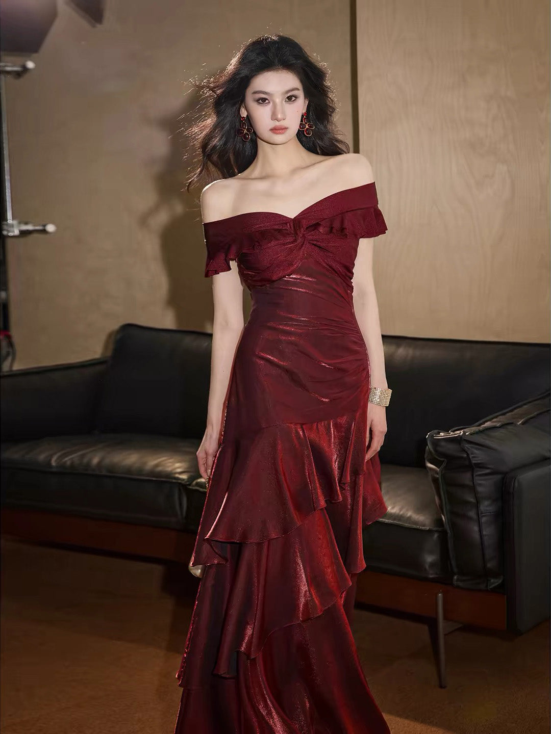 Mermaid Off Shoulder Silk Floor Length White Prom Dress