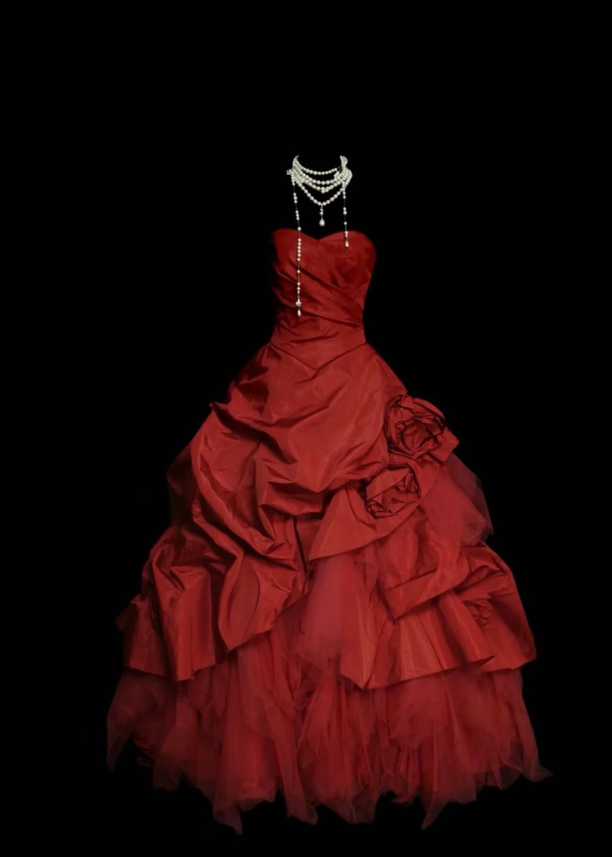 Red Sweetheart Neck Ball Gown Long Prom Dress, Red Long Sweet 16 Dress