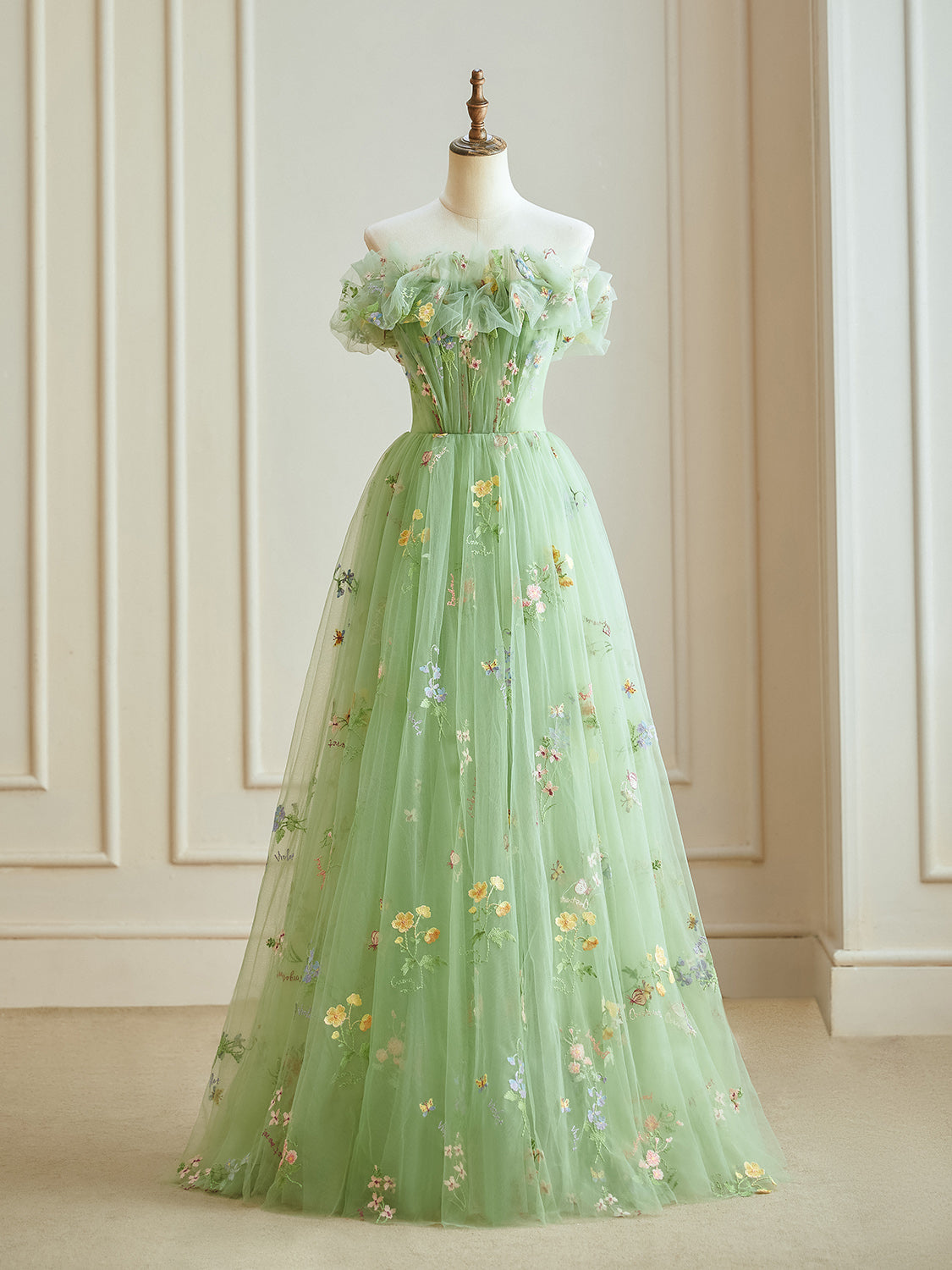 green floral formal dress Megan Green Floral Maxi Dress